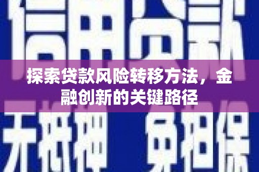 三芝探索贷款风险转移方法，金融创新的关键路径