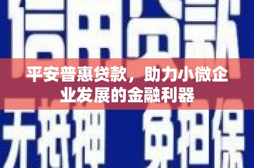三芝平安普惠贷款，助力小微企业发展的金融利器