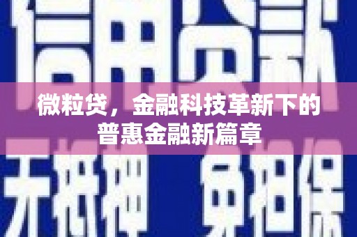 三芝微粒贷，金融科技革新下的普惠金融新篇章