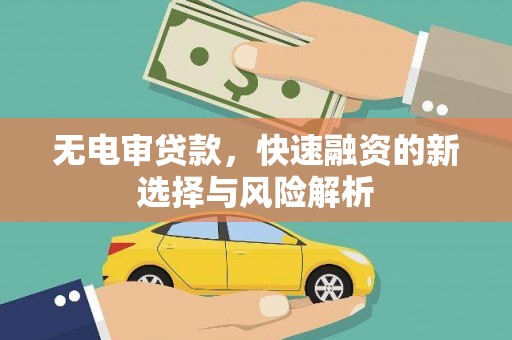 三芝无电审贷款，快速融资的新选择与风险解析