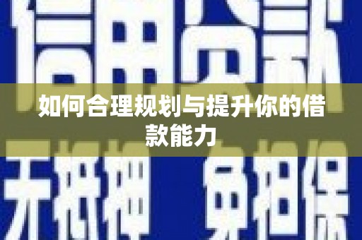 三芝如何合理规划与提升你的借款能力